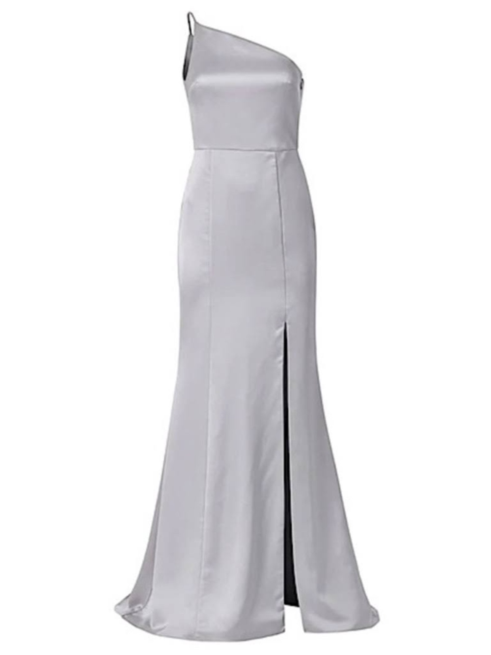 Amsale Kaia One-Shoulder Satin Gown in Gray ~ Silver Bridesmaid
